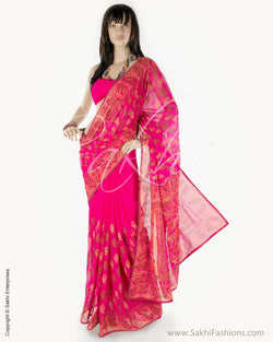 SN-DG5 Pink & Multi Faux Georgette Saree
