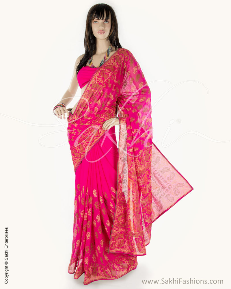 SN-DG5 Pink & Multi Faux Georgette Saree