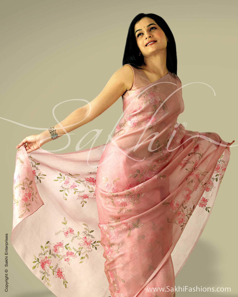 SR-0003 Pink Organza Saree