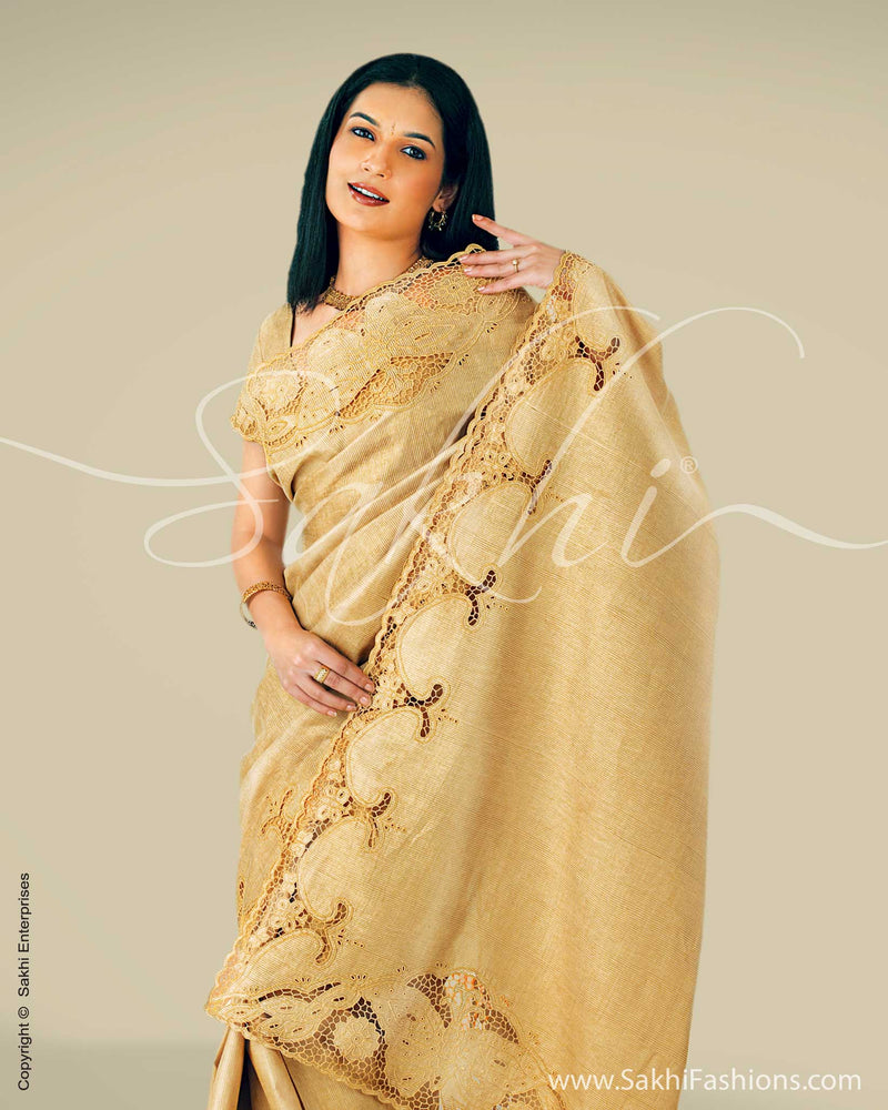 SR-0010 - Yellow Tussar Silk Saree