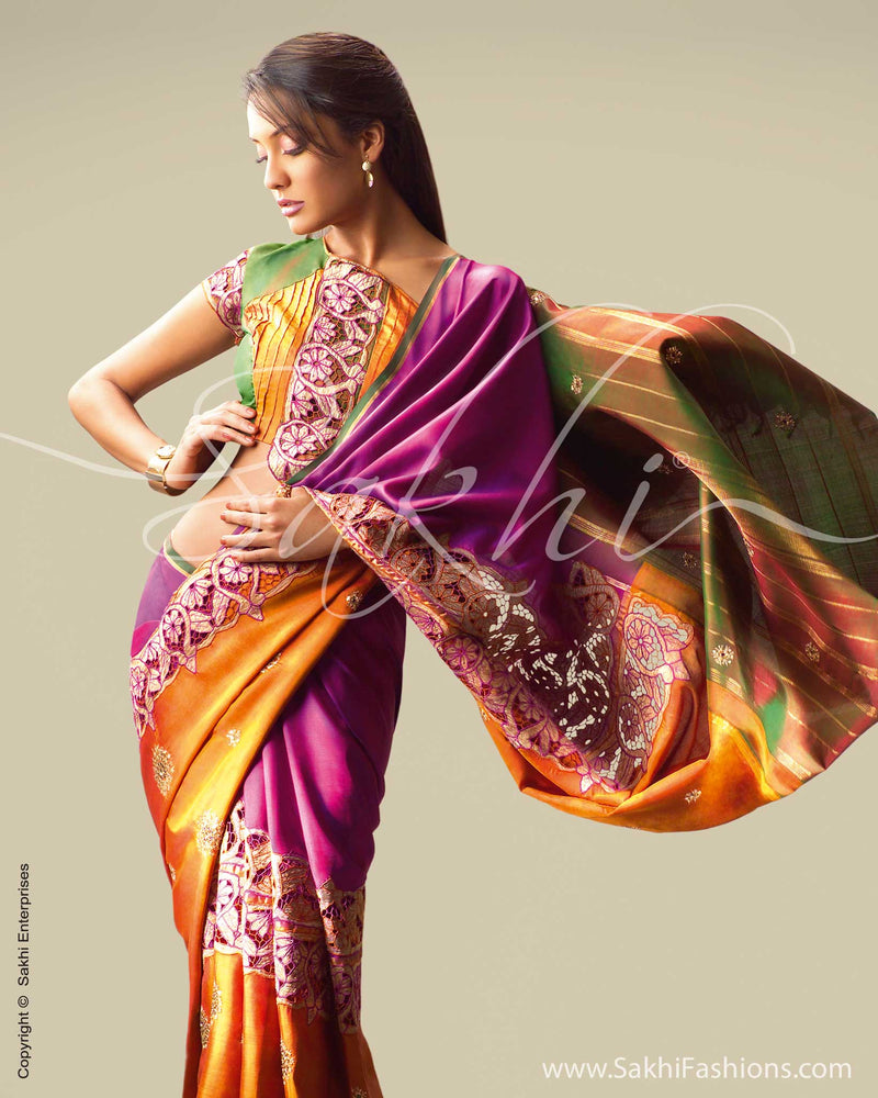 SR-0022 Purple & mustard Silk saree