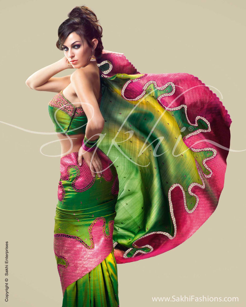 SR-0028 - Kanchi Silk Saree With Cut-Work