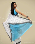 SR-0035 - White & Blue Georgette Saree