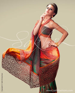 SR-0038 Mustard & Orange Kanchivaram Silk Saree