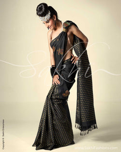 SR-0044 Black & Gold Kanchivaram Silk Saree