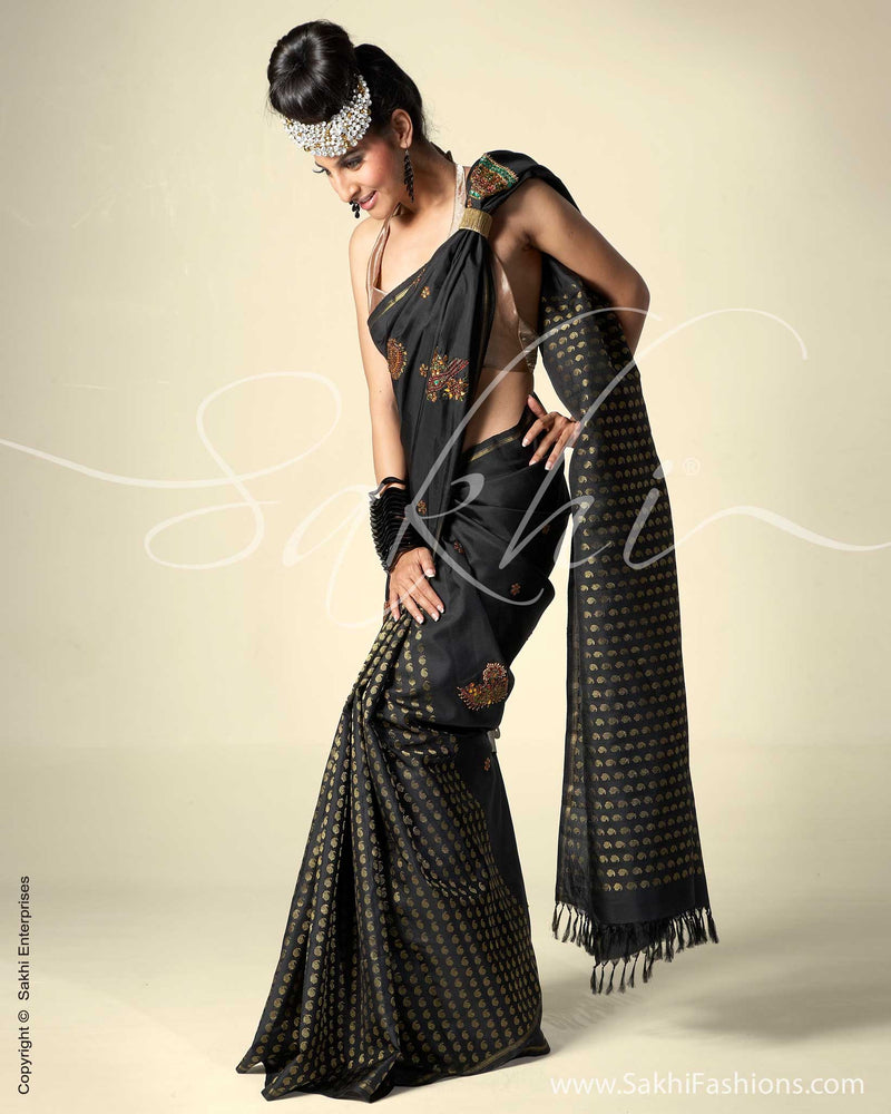 SR-0044 Black & Gold Kanchivaram Silk Saree