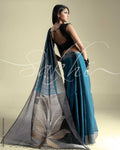 SR-0045 Blue & Black Matka Silk Saree