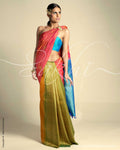 SR-0055 Blue & Peach Kanchivaram Silk Saree