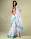 SR-0069 White Chiffon Cutwork Sari