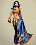 SR-0074 Blue & Green Chiffon Saree