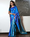 SR-0086 Blue partly pallu Kanchi Saree