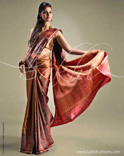 SR-0102 Maroon & Red Tussar Silk Saree