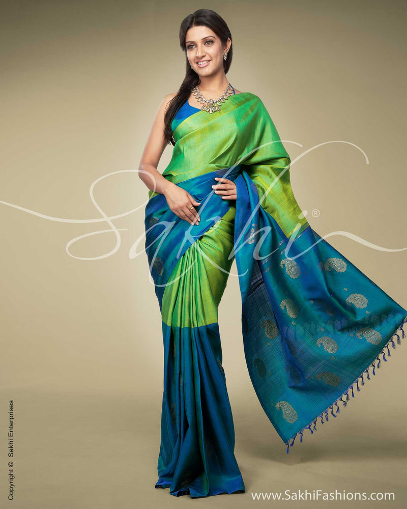 SR-0109 Green & Blue Kanchivaram Silk Saree