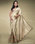 SR-0116 Biege & Multi Colour Tussar Silk Saree