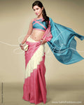SR-0120 Cream Pink Saree
