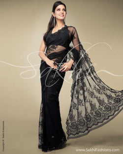 SR-0146 Black Lace Saree