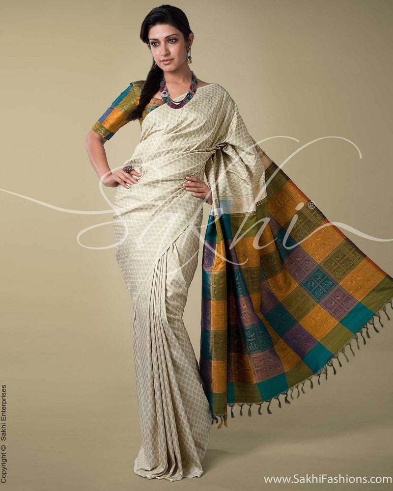SR-0147 Cream Kanchi Sari