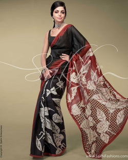 EE-R5133 Black & Red Tussar Silk Saree