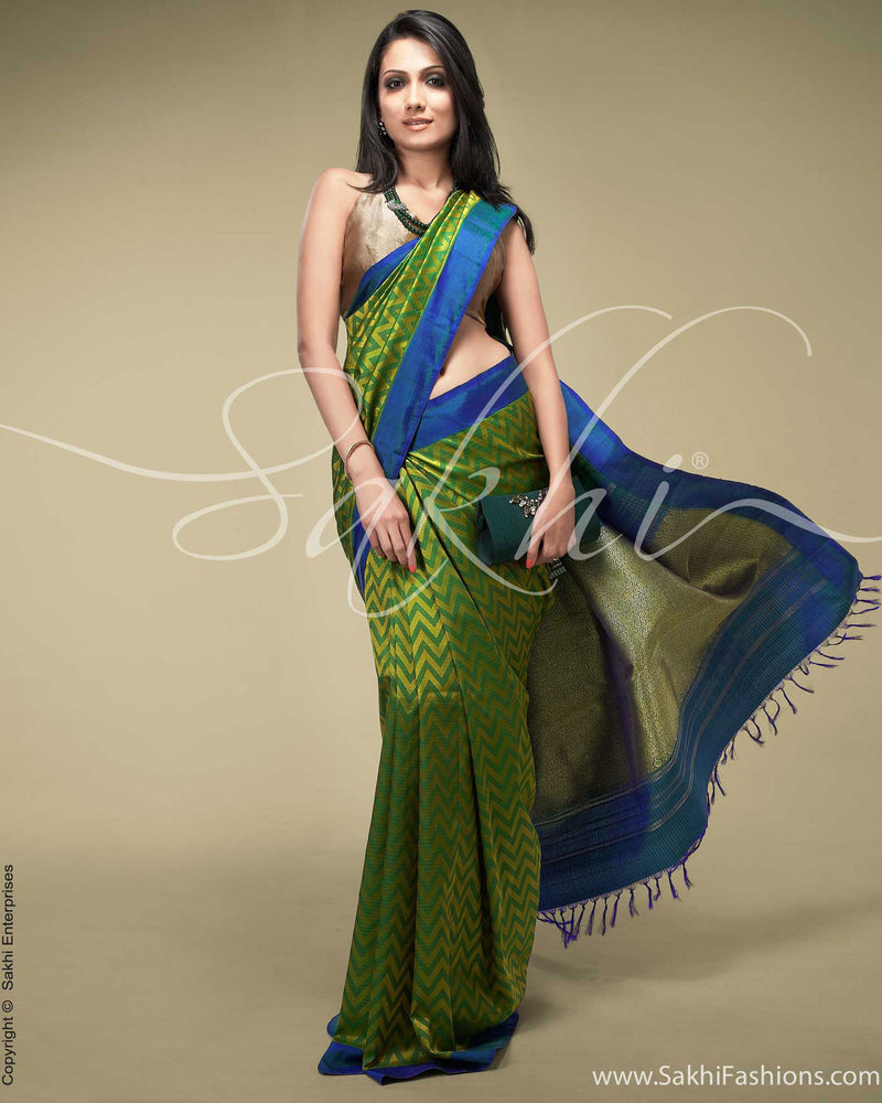 SR-0160 Green & Blue Kanchivaram Silk Saree
