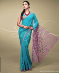 SR-0168 Blue & Pink Chiffon Saree