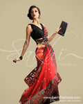 SR-0181 Red & Black Banarasi Net Saree