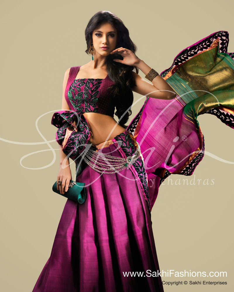 SR-0186 Pink & Green Kanchivaram Silk Saree