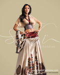 SR-0187 Biege & Multi Colour Tussar Silk Saree