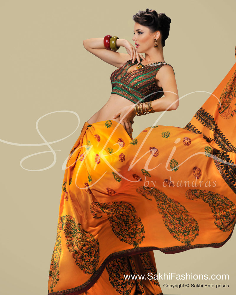 SR-0188 Green & Maroon Crepe Saree
