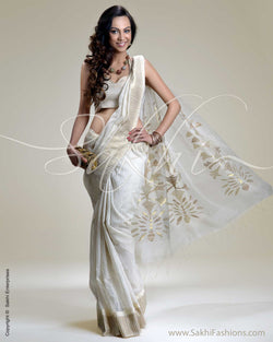 SR-0192 Cream Matka Saree