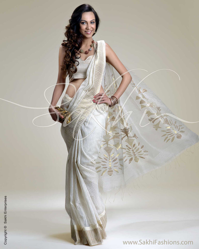 SR-0192 Cream Matka Saree