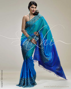 SR-0206 Blue & Blue Kanchivaram Silk Saree