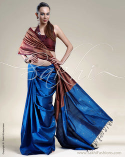 SR-0211 Blue & Maroon Kanchivaram Silk Saree