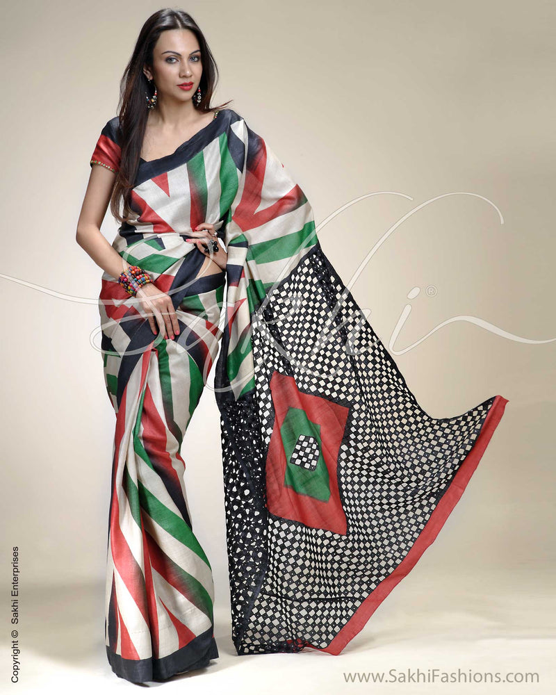 SR-0213 Tussar cutwork saree