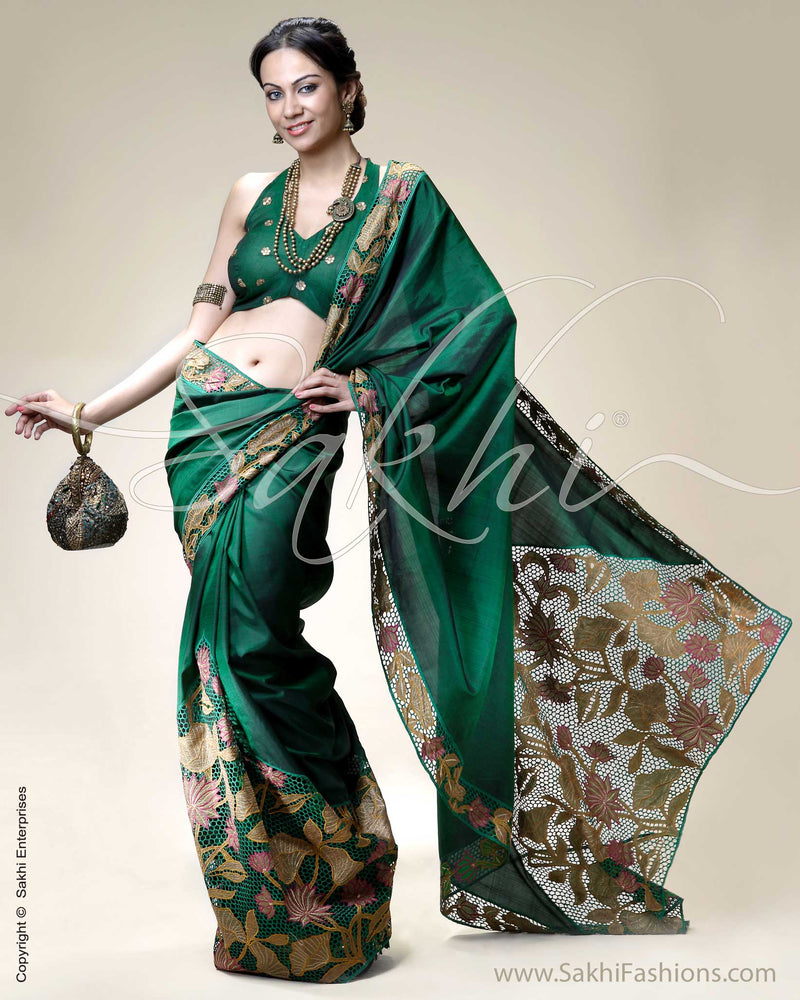 SR-0215 Green & Multi Colour Kanchivaram Silk Saree