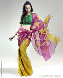 SR-0233 Violet & Yellow Matka Silk Saree