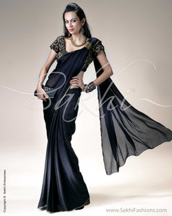 SR-0240 Black Chiffon Saree