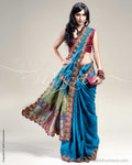 SR-0220 Blue & Gold Silk Saree