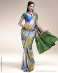 SR-0244 Green & Blue Tussar Silk Saree