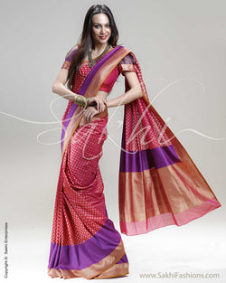 SR-0259 Pink & Purple Banarasi Silk Saree