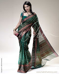 SR-0267 - Green & Maroon Banarasi Super Net Saree