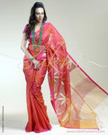 SR-0268 Pink & orange Matka silk saree