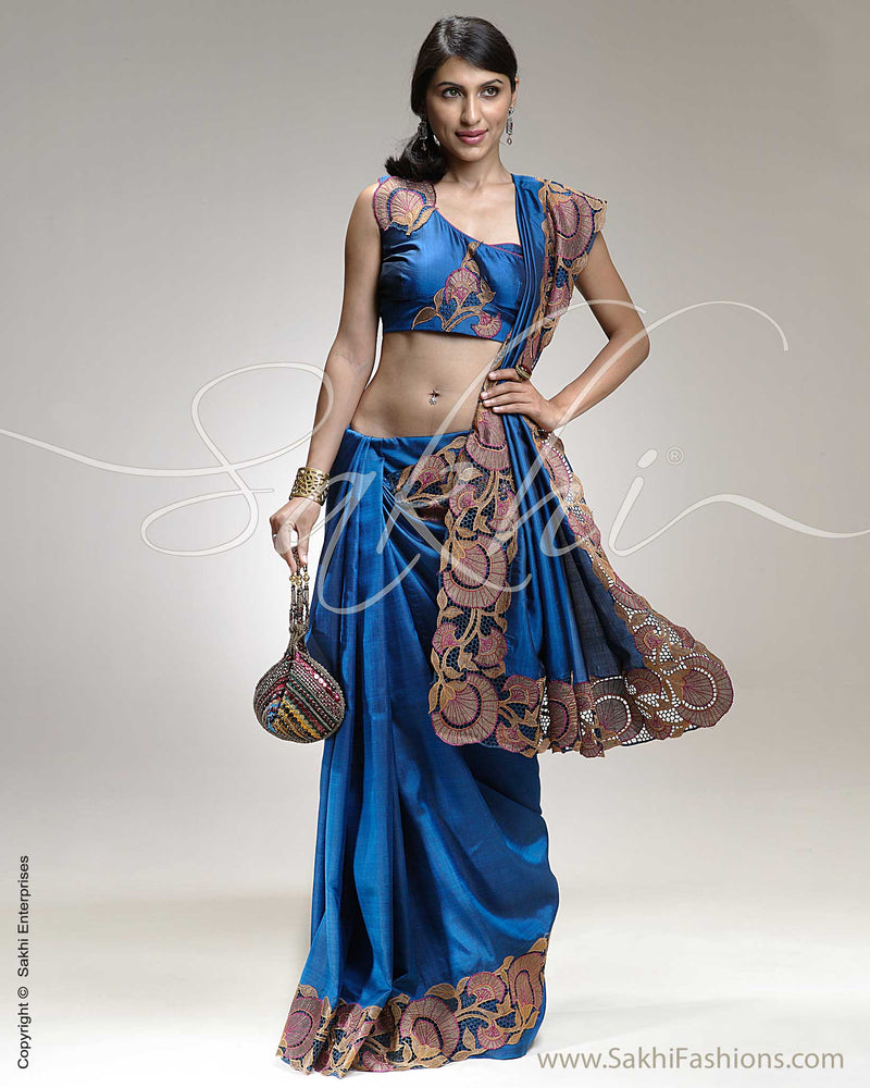 SR-0269 Blue Kanchi Cutwork
