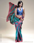 SR-0274 Green & Purple Tussar Silk Saree