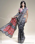 SR-0277 Black & Red Tussar Silk Saree