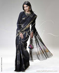 SR-0284 Black & Gold Dupion Silk Saree