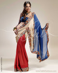 SR-0285 Biege & Red Georgette Saree