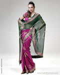 SR-0288 - Pink & Green Georgette Saree