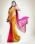 SR-0293 Biege & Red Chiffon Saree