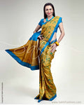 SR-0300 Mustard & Blue Tussar Silk Saree