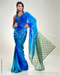 SR-0301 Blue & Green Chiffon Saree